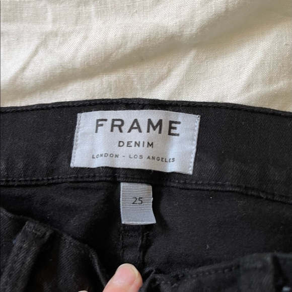 Frame Le Skinny De Jeanne Black Jeans Mid Rise Distressed 25 - Picture 5 of 6